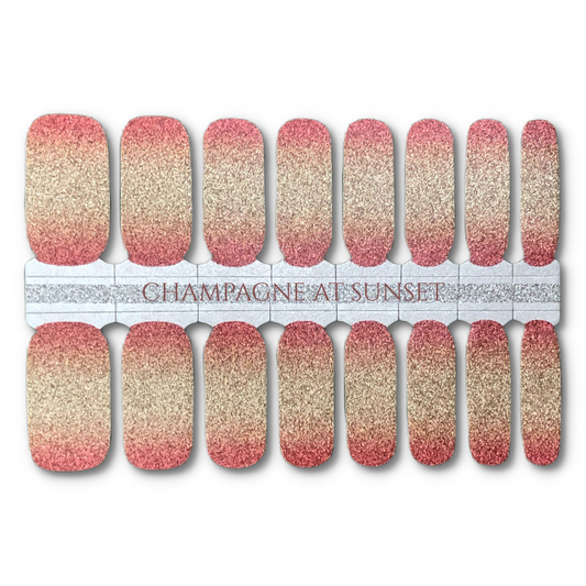 16 Real nail polish strips also called nail wraps or nail stickers. A beautiful ombré  maroon at the cuticle to champagne at the tips in a glitter finish.