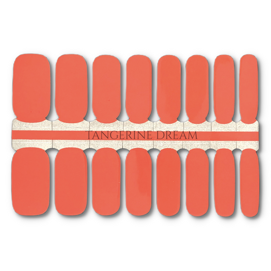 16 Real nail polish strips also called nail wraps or nail stickers. Solid orange in cream finish.